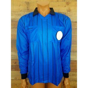 Final Decision Men's Blue Striped Soccer Referee Jersey Size Medium Long Sleeve